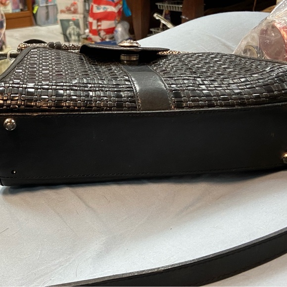 Brighton Black Woven Shoulder Bag with Silver Details